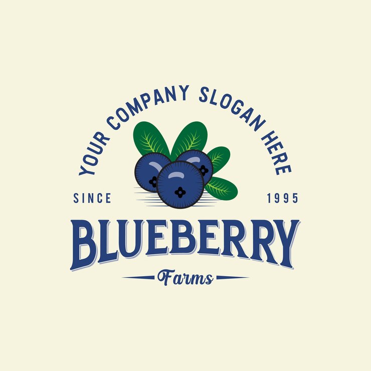Diseño de logotipo de estilo vintage retro de bayas de arándanos