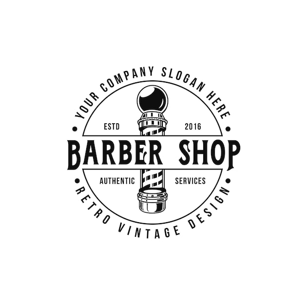 Diseño de logotipo de estilo vintage retro de salón de barbería