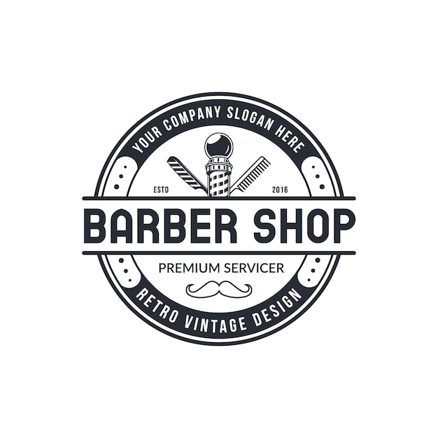 Diseño de logotipo de estilo vintage retro de salón de barbería