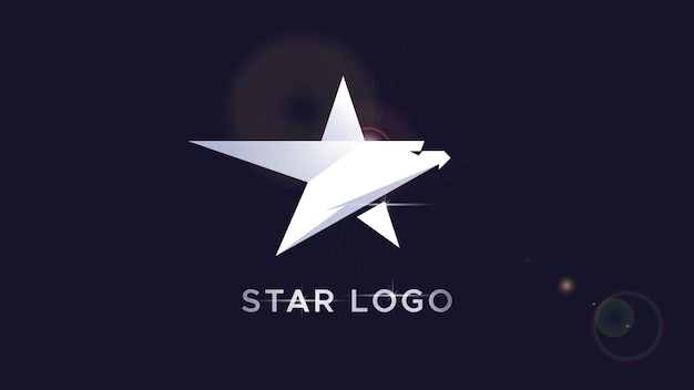 diseño del logotipo de la estrella brillante con el logotipo de una empresa de cabeza de águila plateada