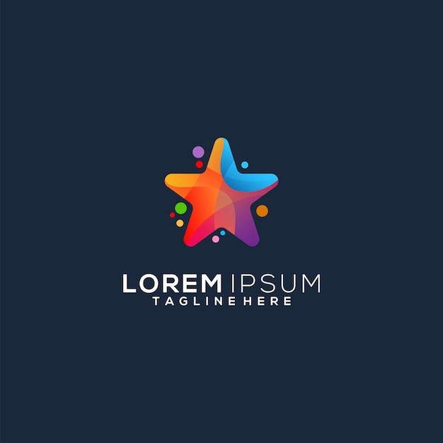 Diseño de logotipo estrella colorido medios