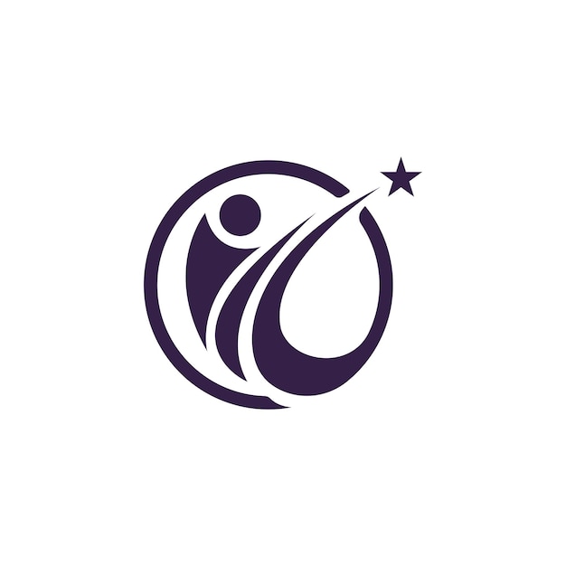 Diseño de logotipo de estrella de figura humana abstracta