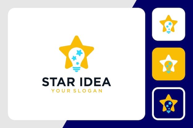 Diseño de logotipo estrella con idea y bombilla