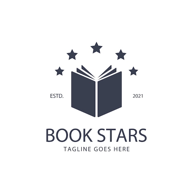 Vector diseño de logotipo de estrellas de libro.