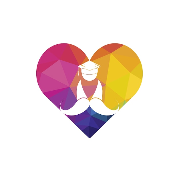 Diseño del logotipo del estudiante con bigote y corazón