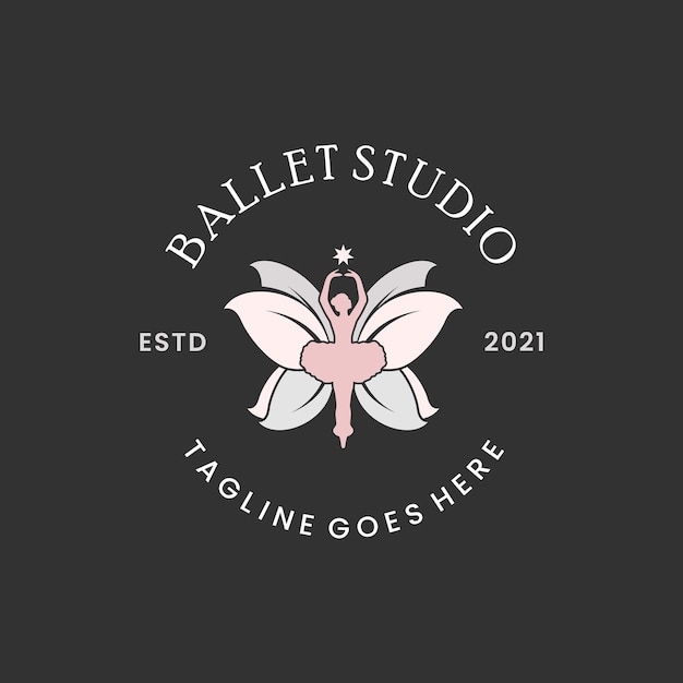 Vector diseño logotipo estudio ballet bailarina bailando diseño vectorial inspiración