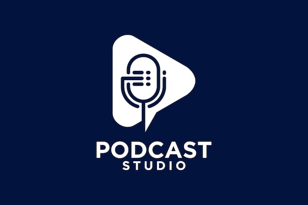 Vector diseño del logotipo del estudio de podcast concepto creativo único