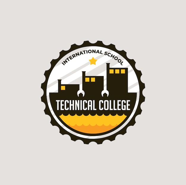 Vector diseño de logotipo de etiqueta de colegio técnico