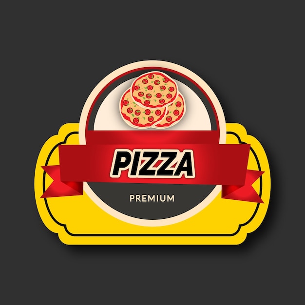 Diseño de logotipo de etiqueta de restaurante de pizza vectorial