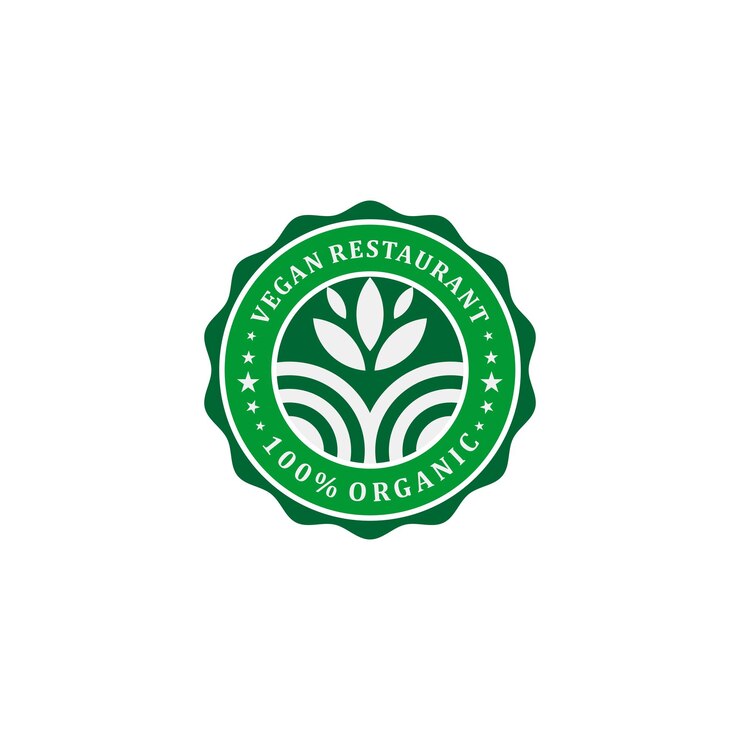 diseño de logotipo de etiqueta de restaurante vegetariano