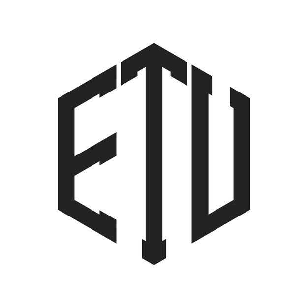 Diseño del logotipo de la ETU Letra inicial El logotipo del monograma de la ET U con forma de hexágono