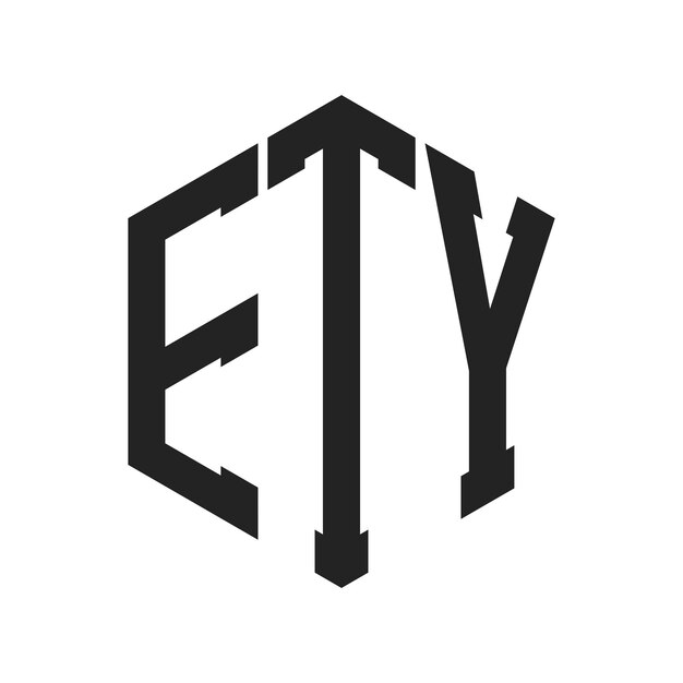 Diseño del logotipo ETY Letra inicial ETY Monograma Logotipo con forma de hexágono