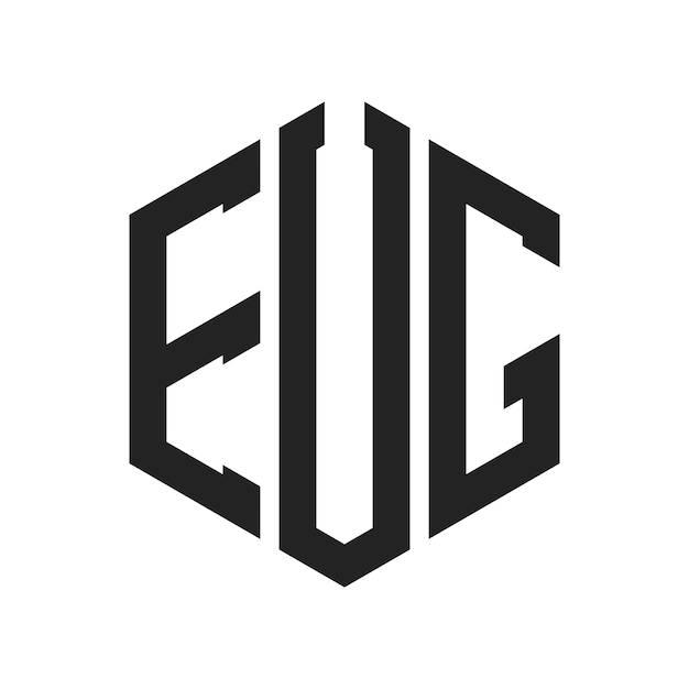 Diseño del logotipo EUG Letra inicial EUG Monograma Logotipo con forma de hexágono