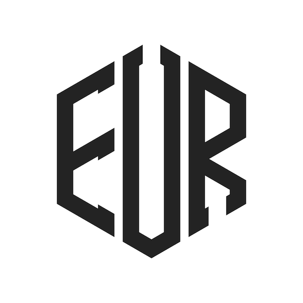 Diseño del logotipo del euro Letra inicial del monograma del euro Logotipo en forma de hexágono