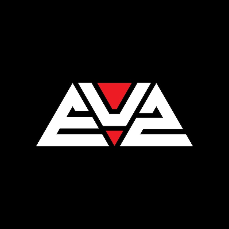 Vector diseño del logotipo de la euz con letras triangulares en forma de triángulo euz diseño del logotipo triangular con monograma euz triángulo vectorial plantilla del logotipo euz con color rojo euz logo triangular simple elegante y lujoso logotipo euz