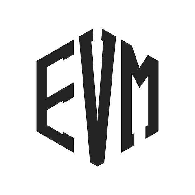 Diseño del logotipo de EVM Letra inicial Monograma de EVM Logotipo con forma de hexágono