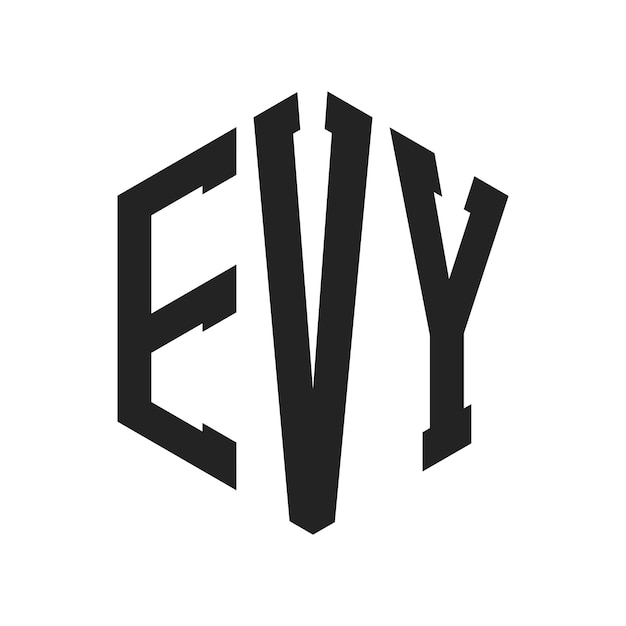 Diseño del logotipo EVY Letra inicial EVY Monograma Logotipo con forma de hexágono