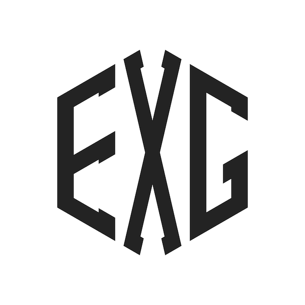 Diseño del logotipo EXG Letra inicial EXG Monograma Logotipo con forma de hexágono