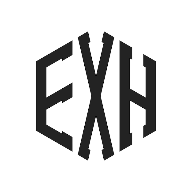 Diseño del logotipo EXH Letra inicial EXH Monograma Logotipo con forma de hexágono