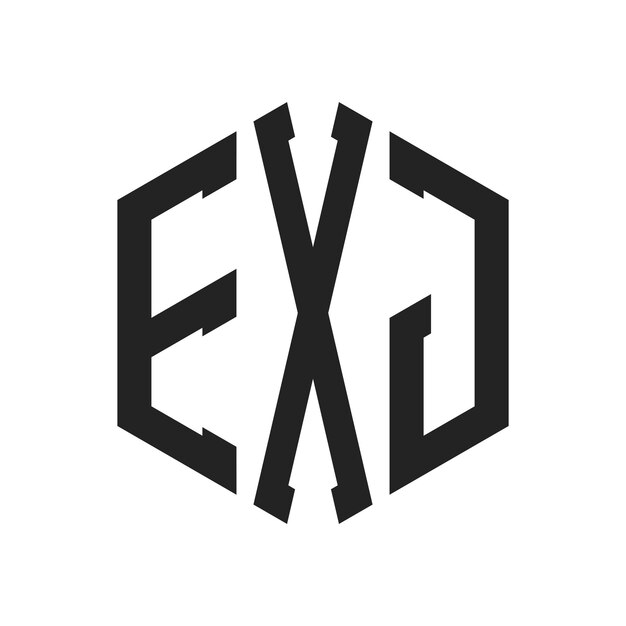 Diseño del logotipo EXJ Letra inicial EXJ Monograma Logotipo con forma de hexágono
