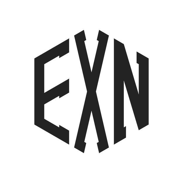 Diseño del logotipo EXN Letra inicial EXN Monograma Logotipo con forma de hexágono