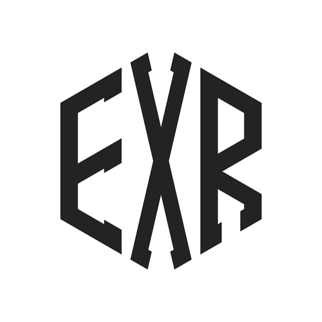 Diseño del logotipo EXR Letra inicial EXR Monograma Logotipo con forma de hexágono