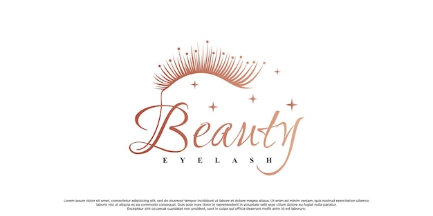 Diseño de logotipo de extensión de pestañas de belleza con elemento creativo vector premium