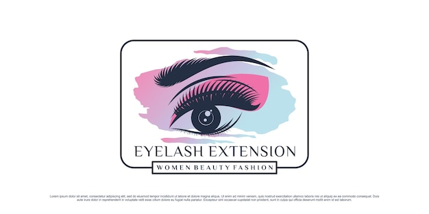 Diseño de logotipo de extensión de pestañas de belleza para estudio de maquillaje con concepto único y elemento creativo
