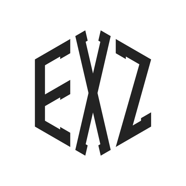 Diseño del logotipo EXZ Letra inicial EXZ Monograma Logotipo con forma de hexágono