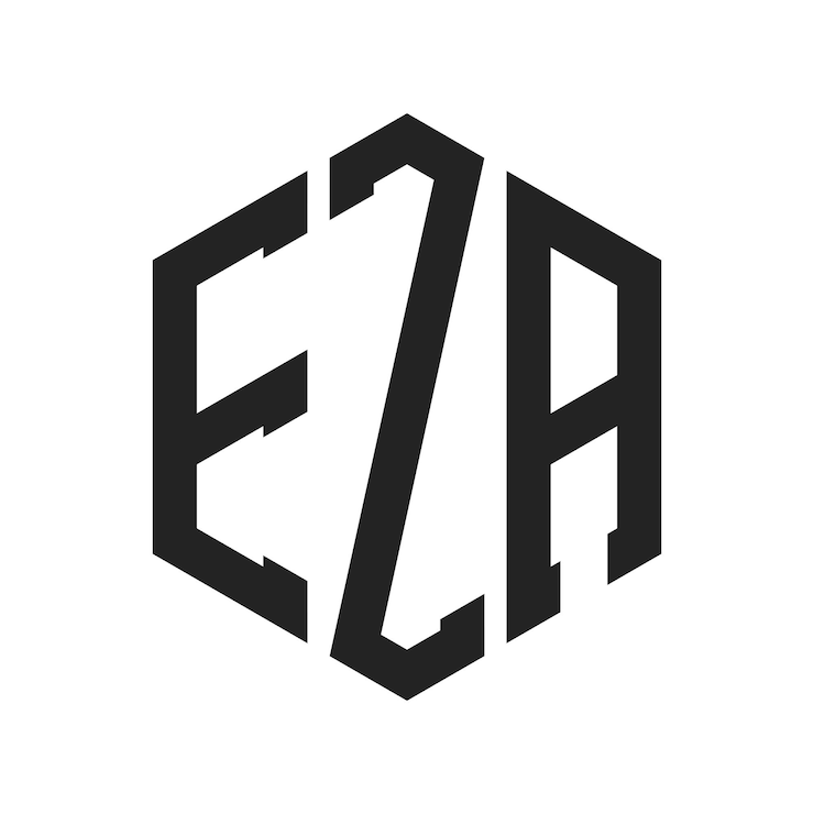 Vector diseño del logotipo de eza letra inicial eza monograma logotipo con forma de hexágono
