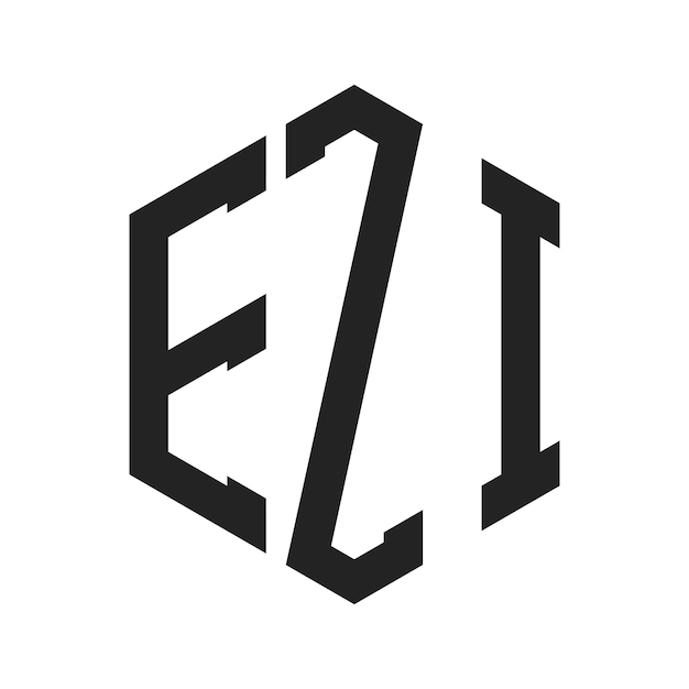 Diseño del logotipo EZI Letra inicial EZI Monograma Logotipo con forma de hexágono