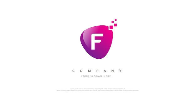 Diseño de logotipo F inicial con símbolo digital