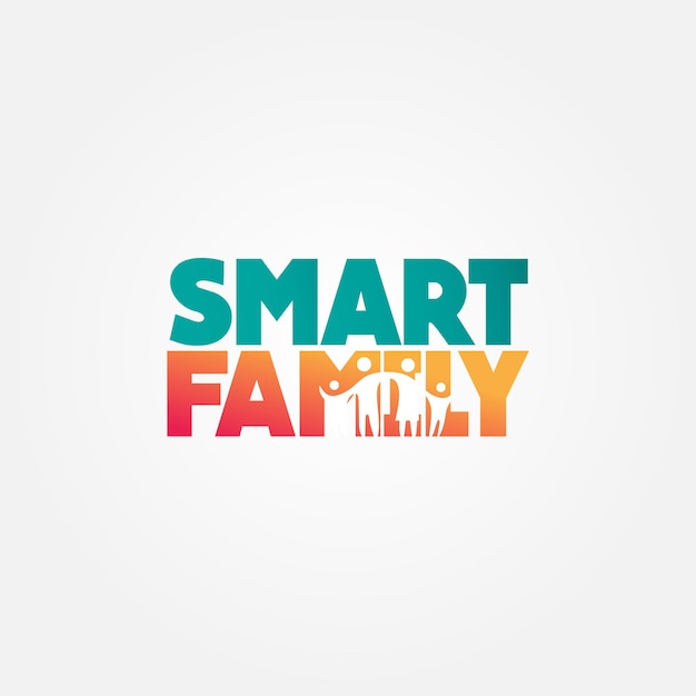 Diseño del logotipo de la familia de colores vibrantes con personas juntas o jóvenes familiares.