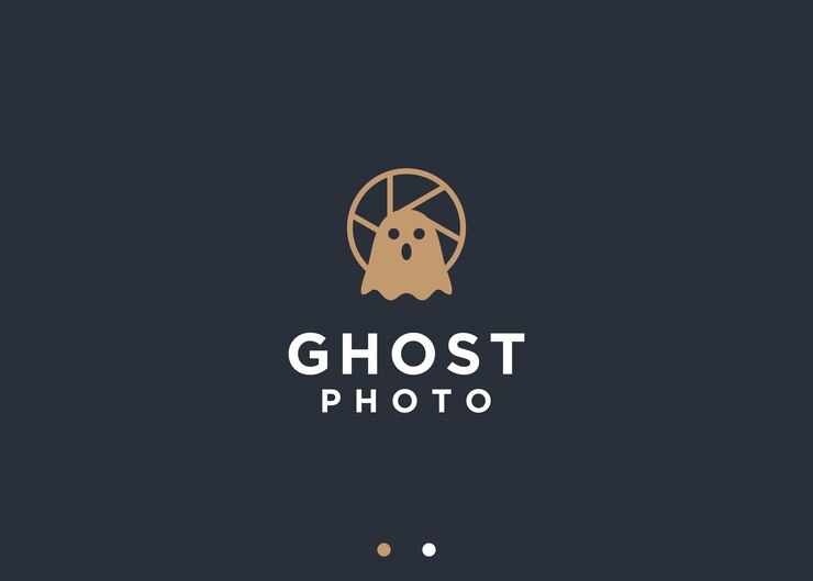 Vector diseño de logotipo de fantasma con lente ilustración de silueta vectorial