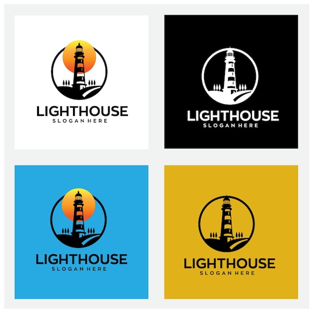 diseño del logotipo del faro con archivo vectorial