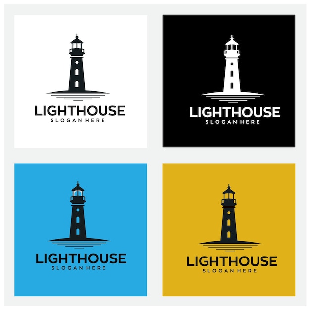 diseño del logotipo del faro con archivo vectorial