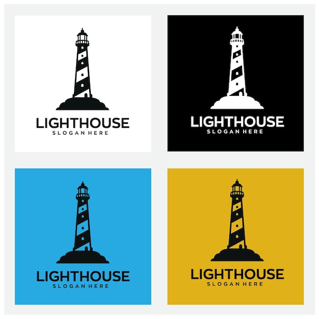 diseño del logotipo del faro con archivo vectorial