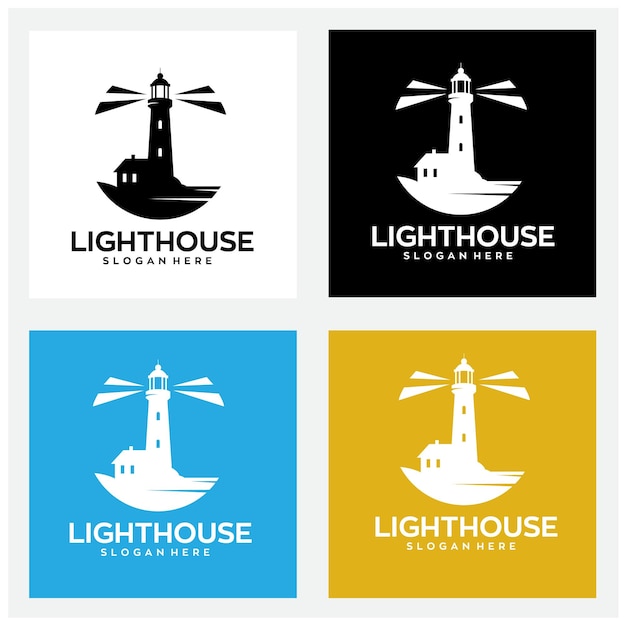 diseño del logotipo del faro con archivo vectorial