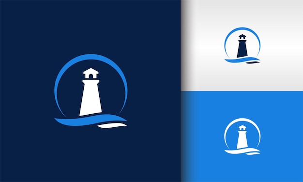 Diseño del logotipo del faro Icono náutico para la navegación marítima
