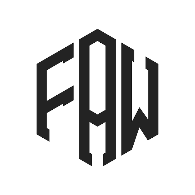 Diseño del logotipo FAW Letra inicial FAW Monograma Logotipo con forma de hexágono