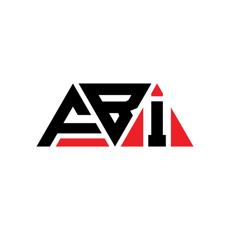 Vector el diseño del logotipo del fbi con letras triangulares con forma de triángulo, el diseño del monograma del fbi con triángulo vectorial, la plantilla del logotipo con color rojo, el logotipo triangular del fbi, el diseño simple, elegante y lujoso del fbi.
