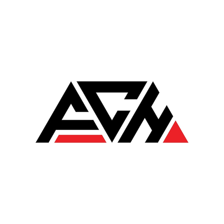 Vector diseño de logotipo de fch con letras triangulares en forma de triángulo fch diseño de logotipo triangular con monograma fch plantilla de logotipo vectorial triangular fch de color rojo logotipo triangulares fch sencillo elegante y lujoso