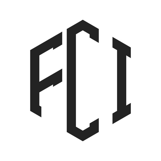 Diseño del logotipo de la FCI Letra inicial Monograma de laFCI Logotipo con forma de hexágono