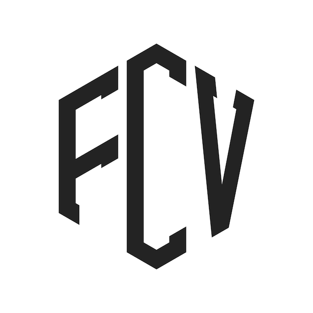 Diseño del logotipo FCV Letra inicial FCV Monograma Logotipo con forma de hexágono