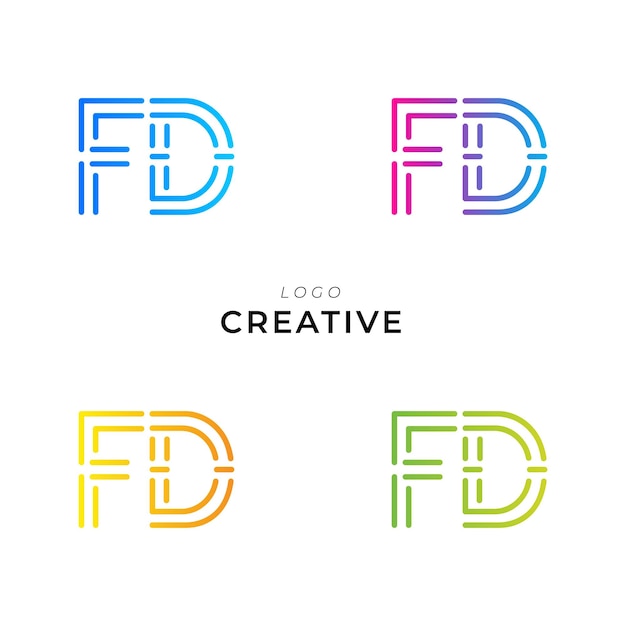 Diseño de logotipo de FD Creative Latter Diseño de Logotipo de Logotipo Creativo Logotipo de la compañía Logotipo de marca