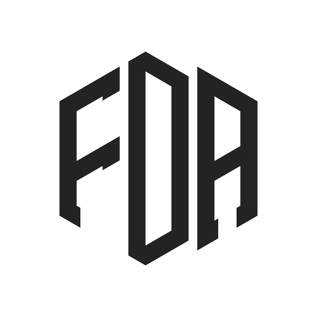 Diseño del logotipo de la FDA Letra inicial Monograma de la FDA Logotipo con forma de hexágono
