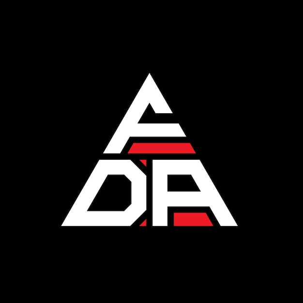Diseño del logotipo de la FDA con letras triangulares con forma de triángulo Diseño del monograma del logotipo triangular de la FDA Modelo del logotipo vectorial del triángulo de la FDA Con color rojo