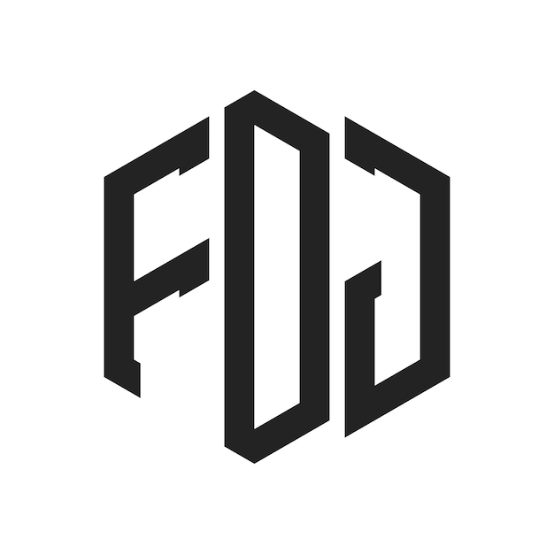 Diseño del logotipo de FDJ Letra inicial FDJ Monograma Logotipo con forma de hexágono