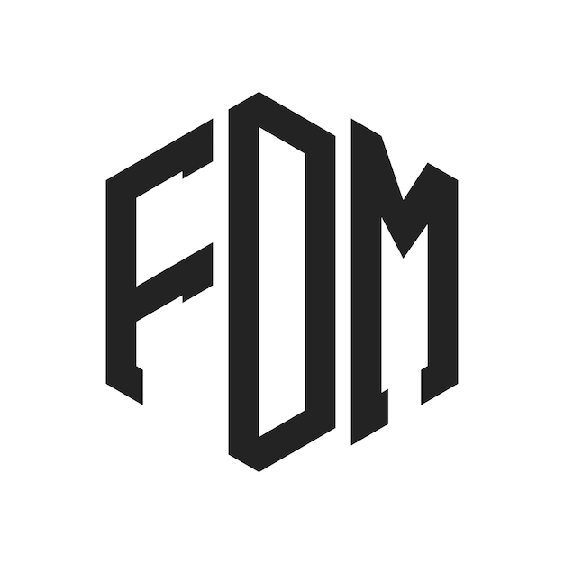 Diseño del logotipo FDM Letra inicial FDM Monograma Logotipo con forma de hexágono