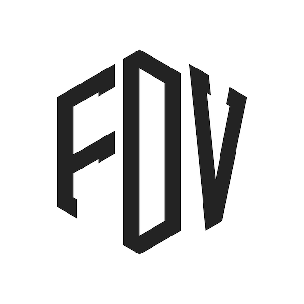 Diseño del logotipo de FDV Letra inicial Monograma de FDV Logotipo con forma de hexágono